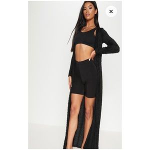 Longline eyelash cardigan sweater